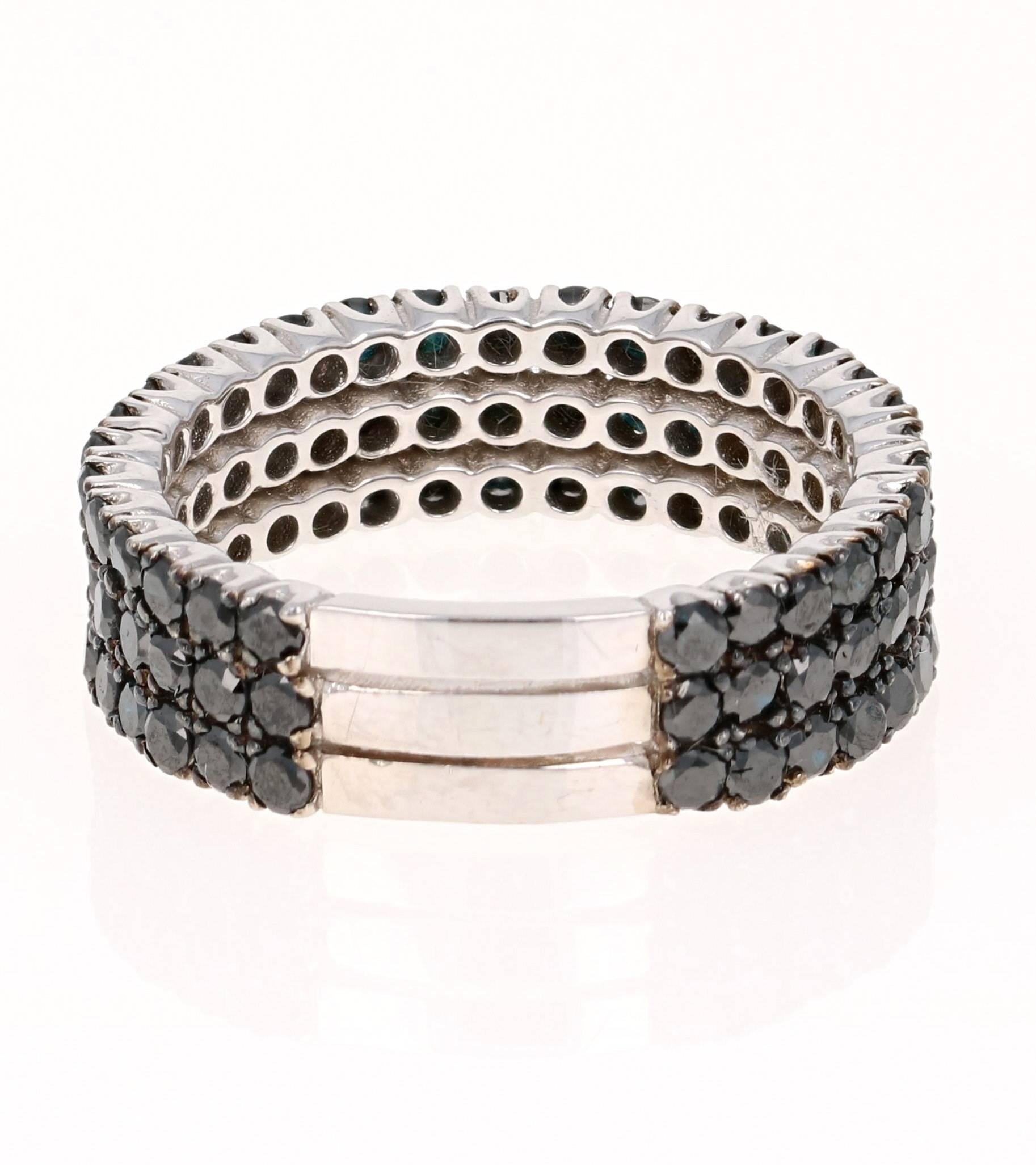 Contemporaneo Fascia da cocktail con diamante nero da 2,12 carati e oro bianco da 14 carati in vendita
