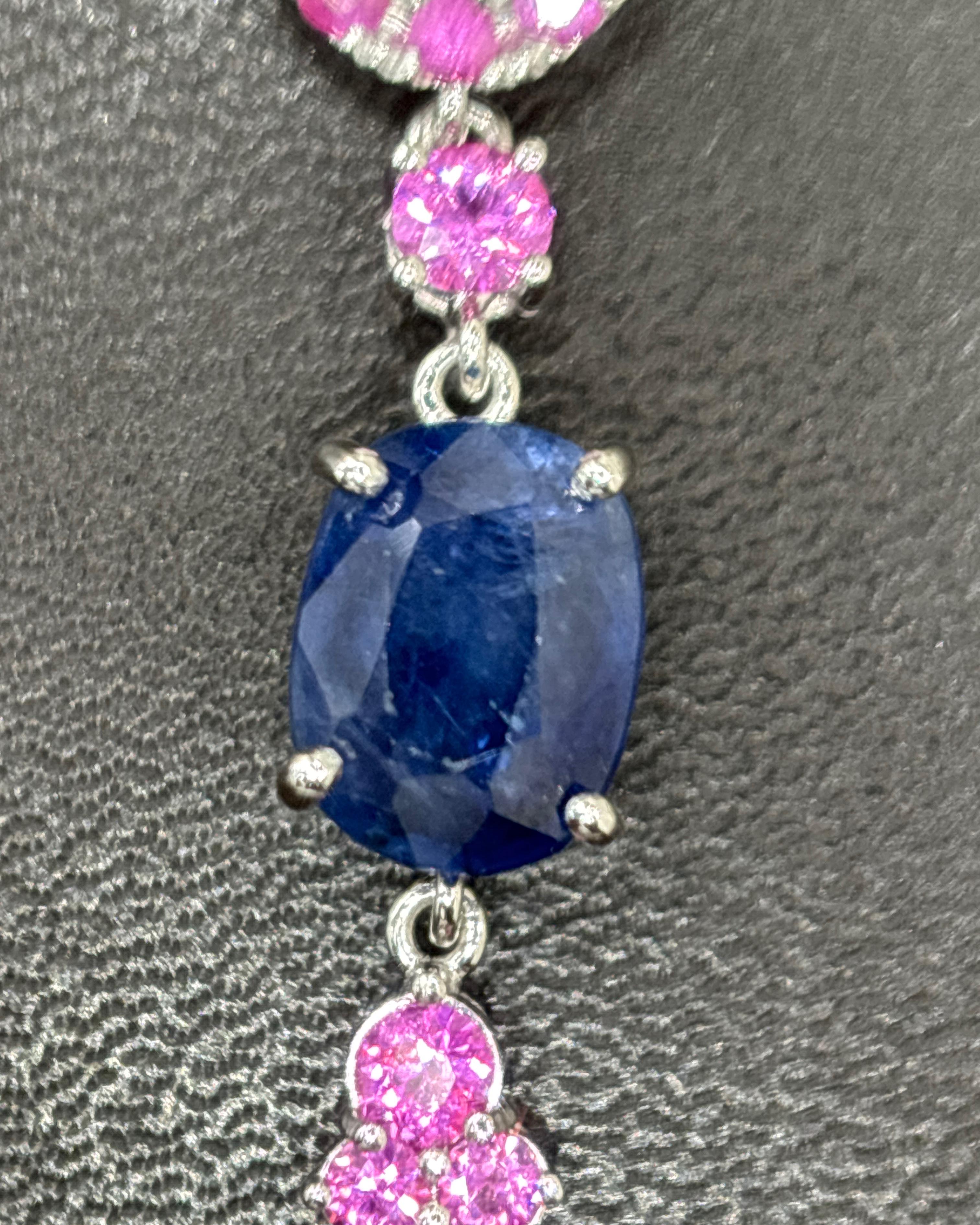 2.12 Quilates Zafiro Azul de Birmania Sin Calor Collar Colgante de Diamantes Zafiro Rosa en venta 3