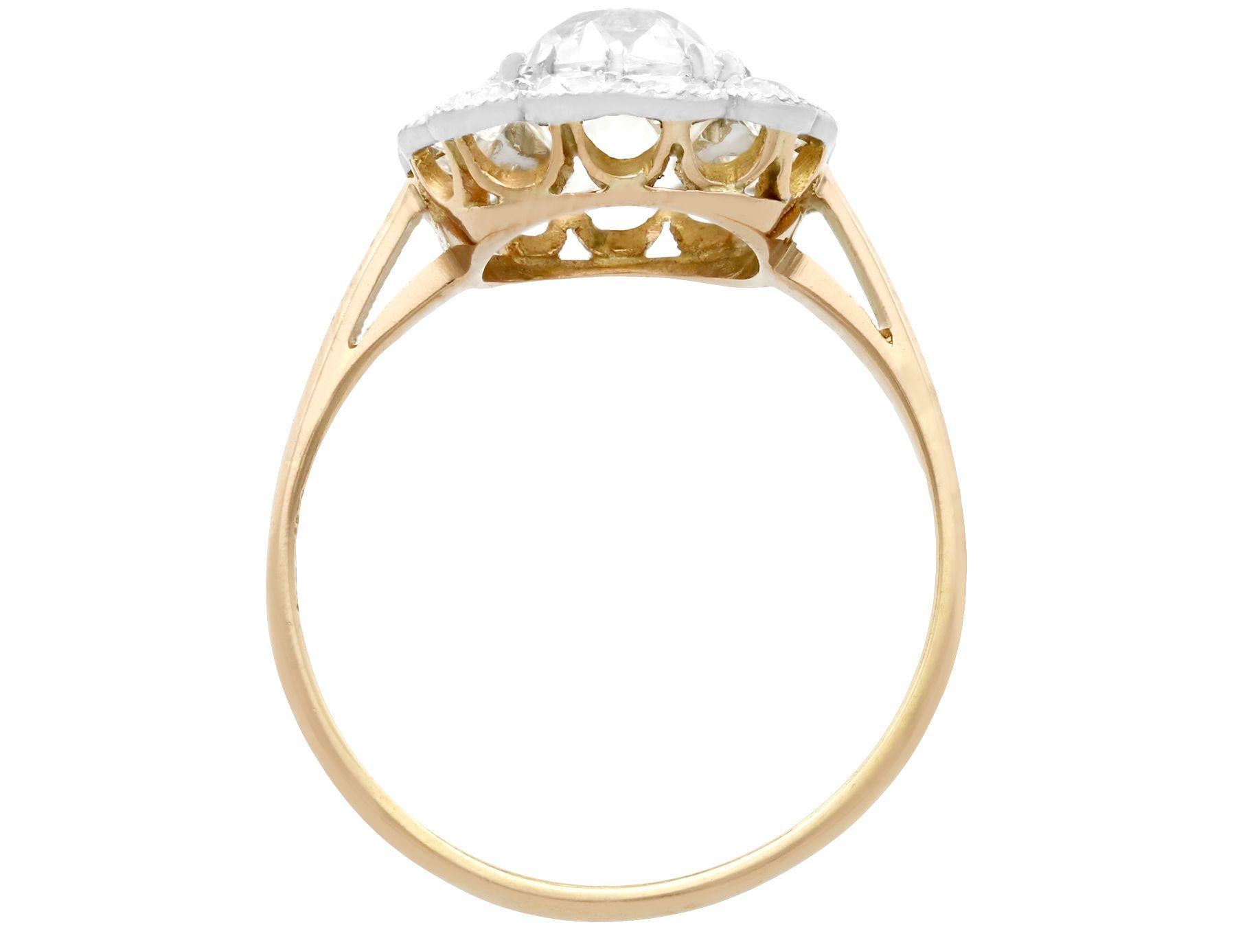 Women's or Men's 2.12 Carat Diamond and Yellow Gold Cluster Ring