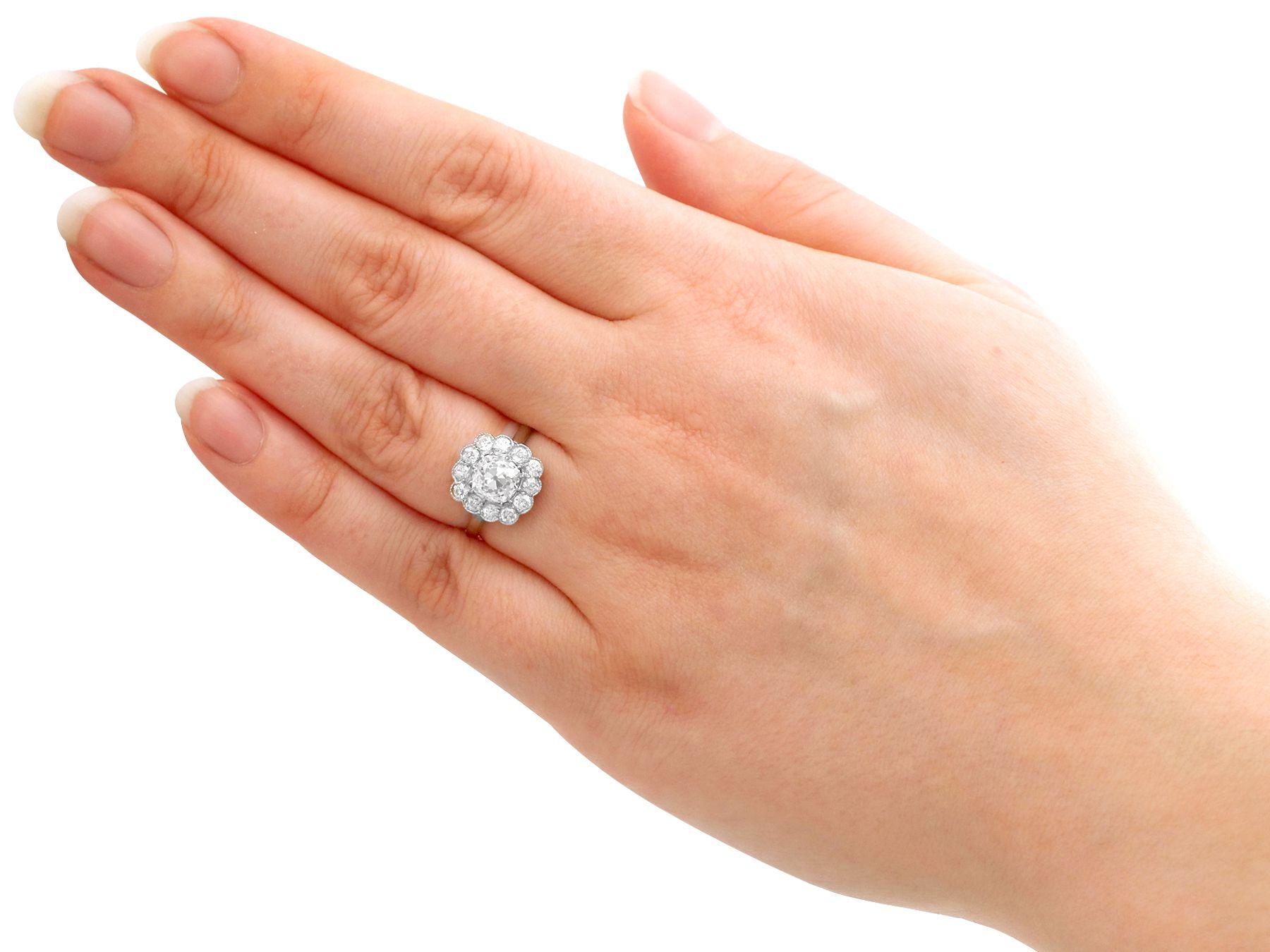 2.12 Carat Diamond and Yellow Gold Cluster Ring 1