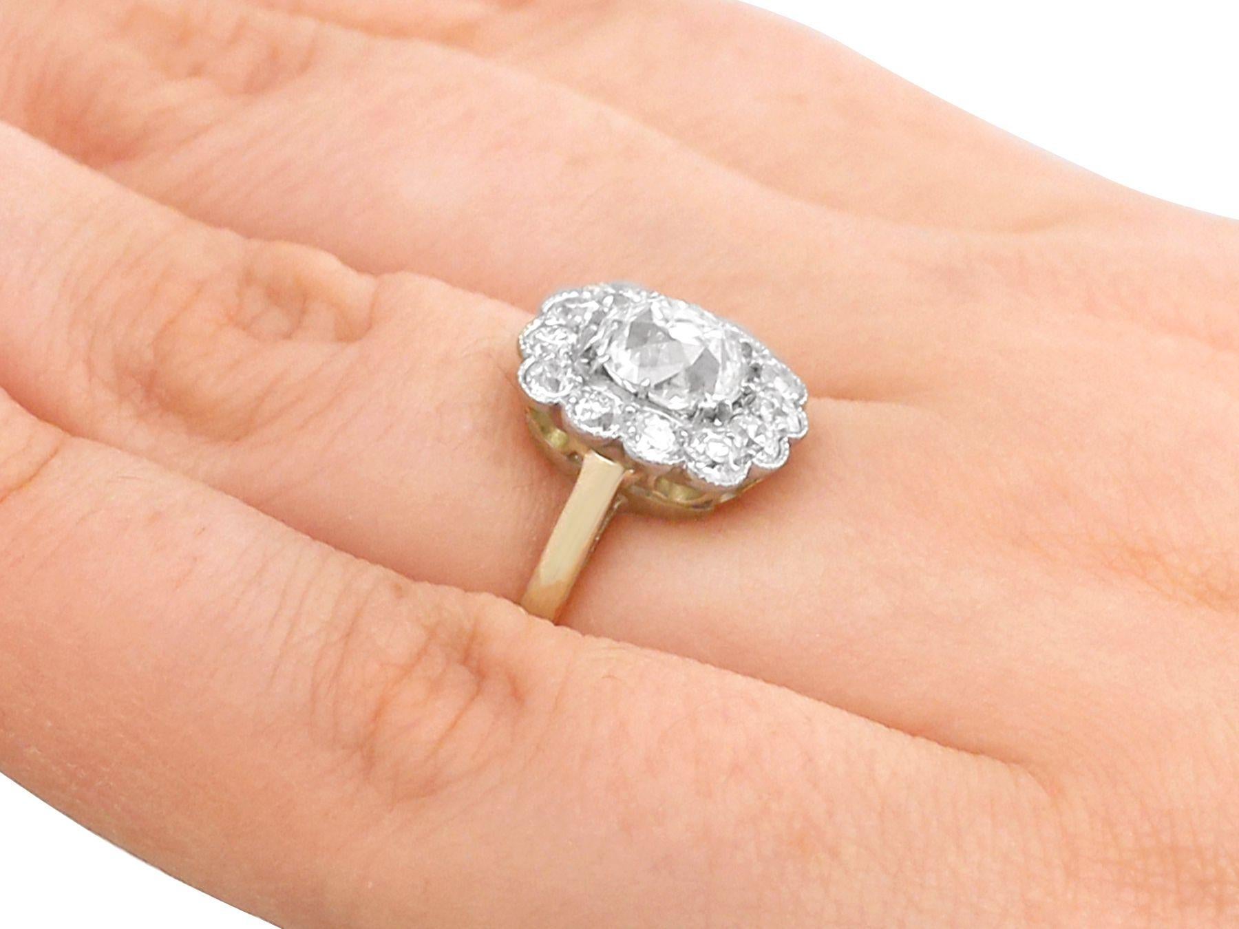 2.12 Carat Diamond and Yellow Gold Cluster Ring 2