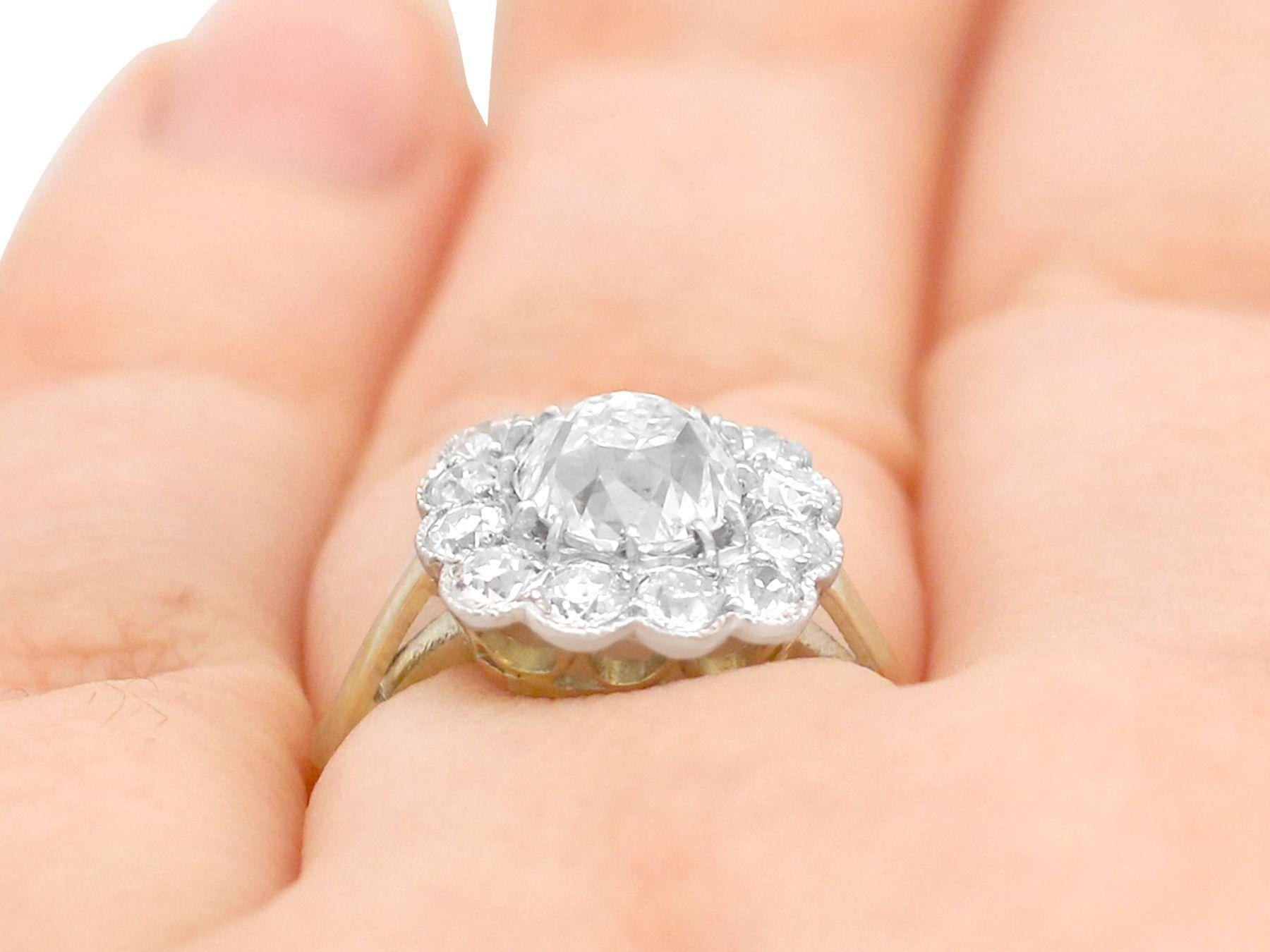 2.12 Carat Diamond and Yellow Gold Cluster Ring 3