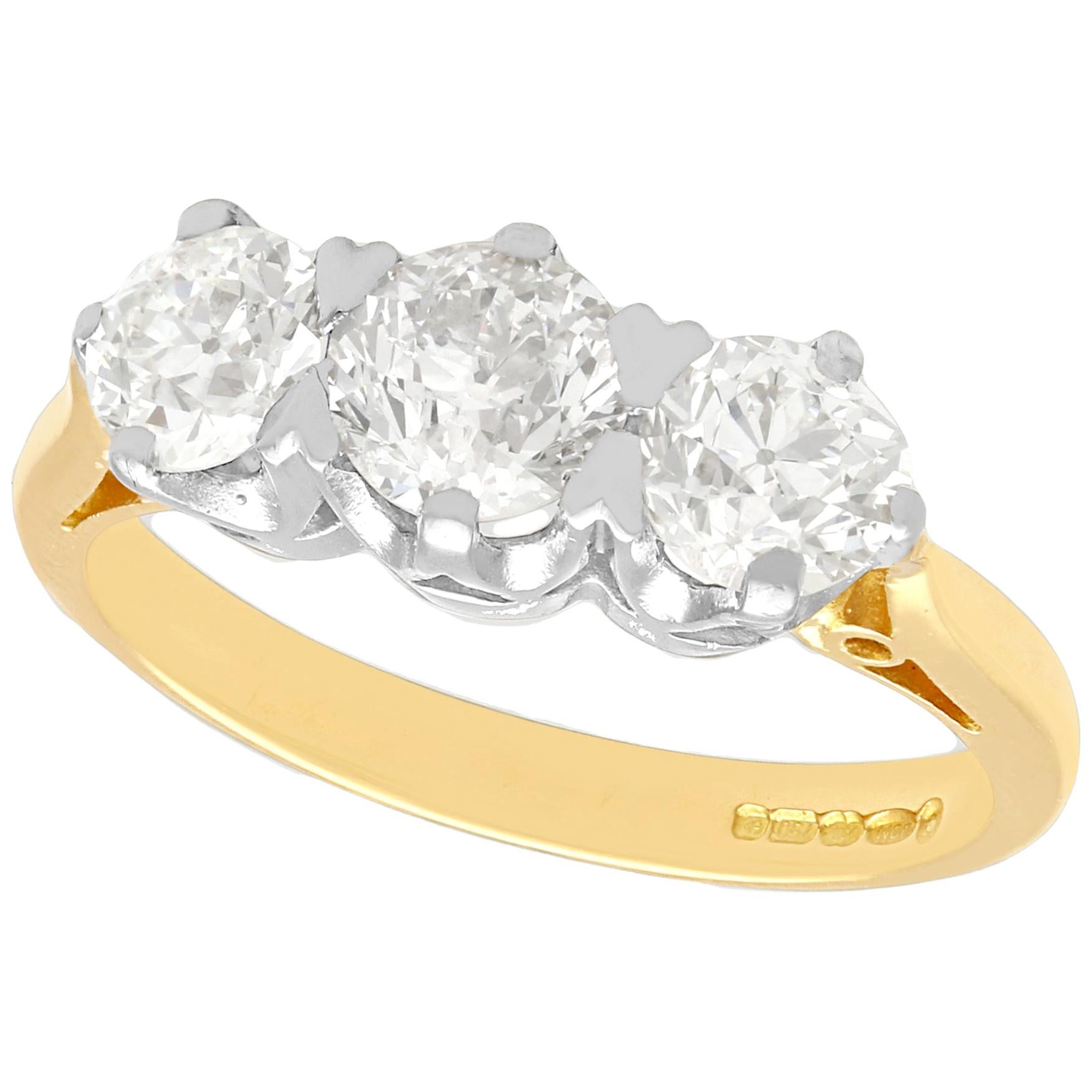 2.12 Carat Diamond and Yellow Gold Three-Stone Ring