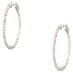 2.12 Carat Diamond Inside-Out Oval Hoop Earrings 14 Karat In Stock