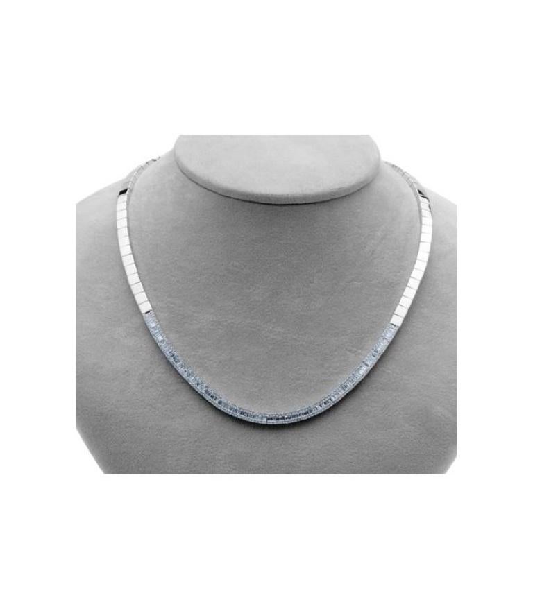 A stunning 2.12 Carat Diamond Necklace in exclusive 18 Karat White Gold Amoro design. Featured with three hundred forty-one round brilliant genuine Diamonds and baguette cut genuine Diamonds. Create your own memories with your own Amoro