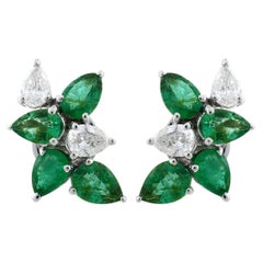 2.12 Carat Emerald Diamond 14 Karat Gold Stud Earrings