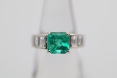 2.12 Carat Emerald Diamond Platinum Ring