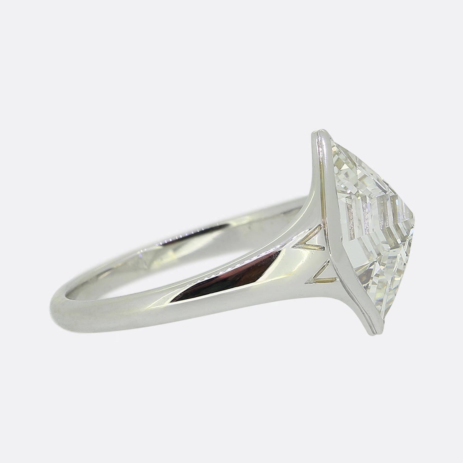 Kite Cut 2.12 Carat Lozenge Diamond Solitaire Ring For Sale