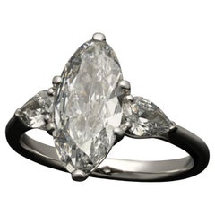 2.12 Carat Marquise Statement Brilliant White / D color FL/IF  Bague en or avec diamant