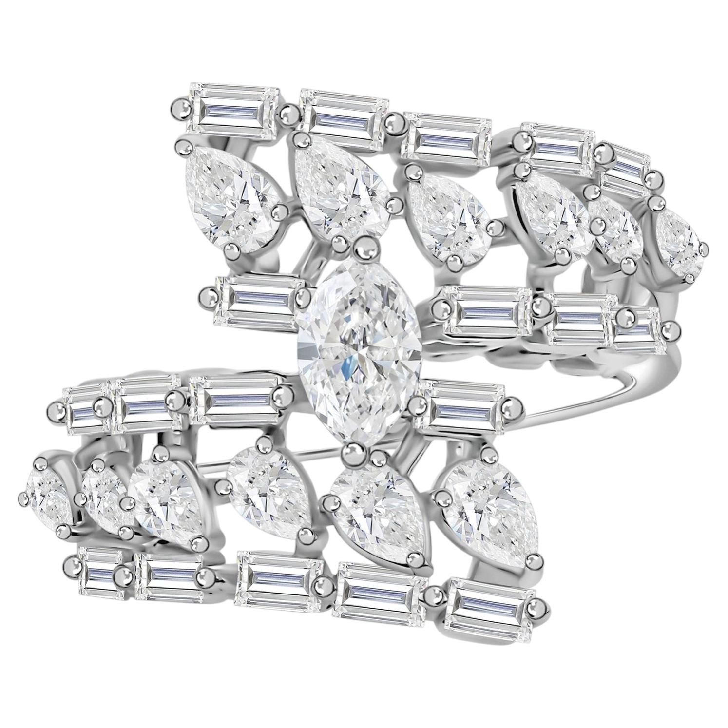 For Sale:  2.12 Carat Natural Diamond Statement Ring in 18K White Gold Openwork Style