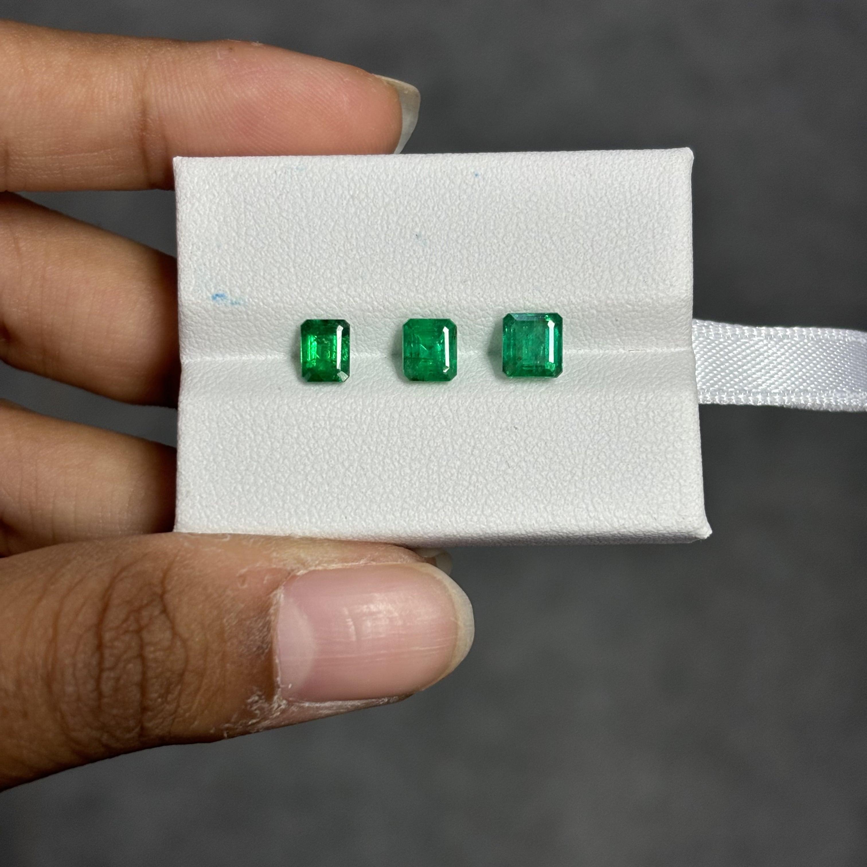 Emerald Cut 2.12 Carat Natural Emerald-cut Panjshir Emeralds For Sale