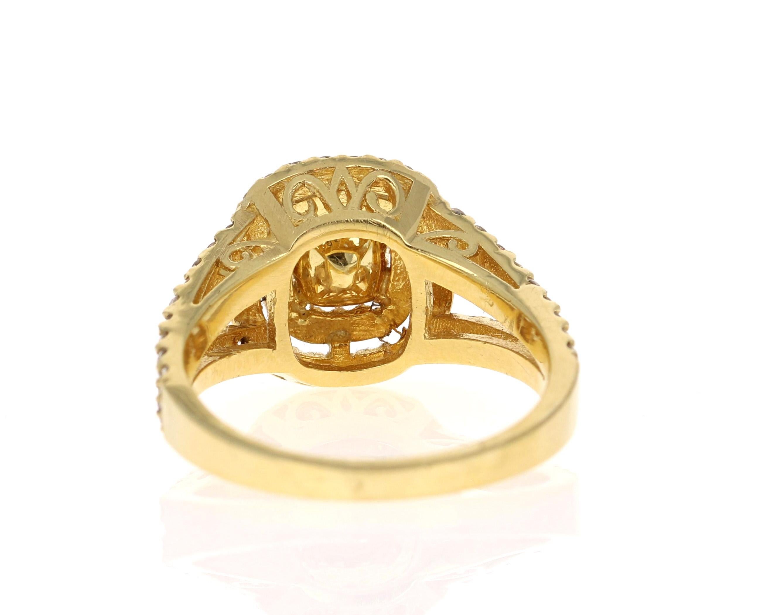 champagne diamond yellow gold ring