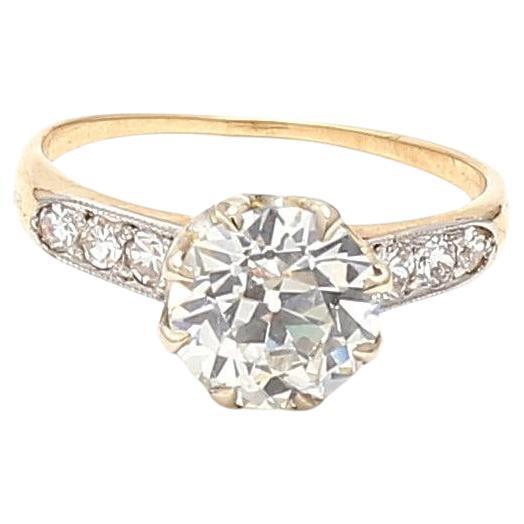 2.12 Carat Old European Cut I SI1 Diamond 18 Karat Yellow Gold Engagement Ring