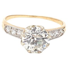 2.12 Carat Old European Cut I SI1 Diamond 18 Karat Yellow Gold Engagement Ring