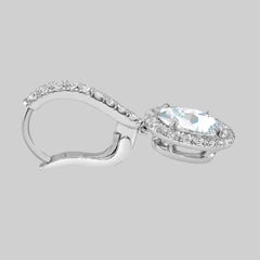2.12 Carat Oval Diamond Halo 18K White Gold Earrings