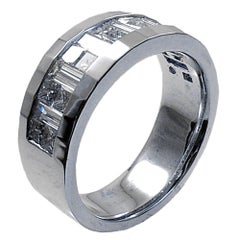2.12 Carat Princess Cut / Baguette Diamond 18 Karat Gents Ring