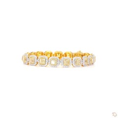 Armband aus Gold mit einem weißen Diamanten im Rundbrillantschliff von 2.12 Karat und einem gelben Diamanten