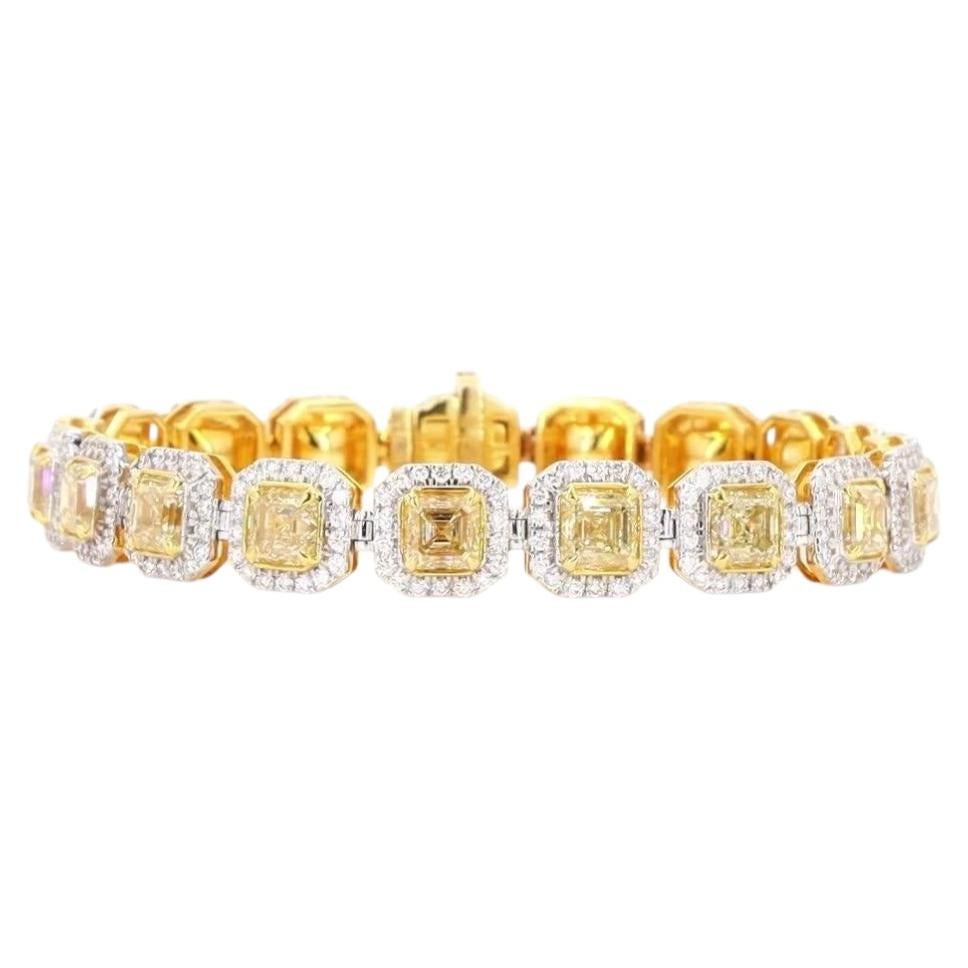 Bracciale in oro con diamanti bianchi e gialli a taglio brillante rotondo da 2.12 carati