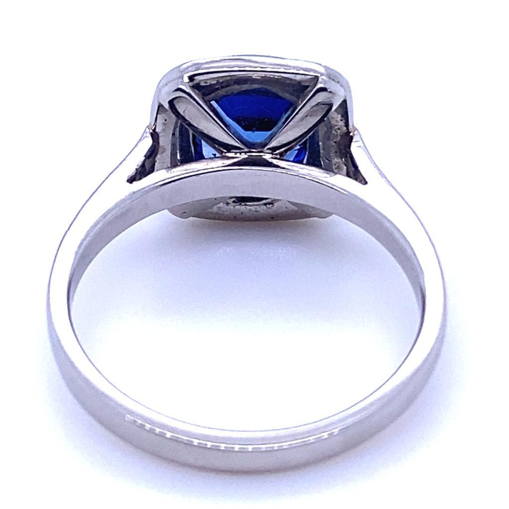 Women's 2.12 Carat Sapphire and Diamond Cluster Platinum Engagement Ring For Sale