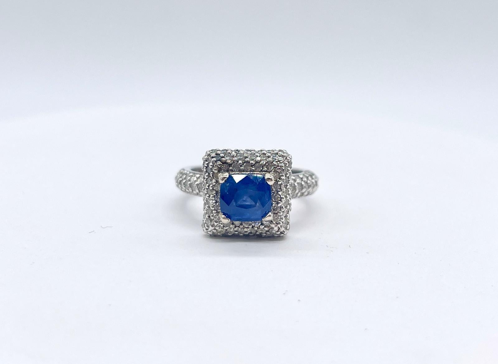 2.12 carat sapphire diamond ring in 14k white gold 4