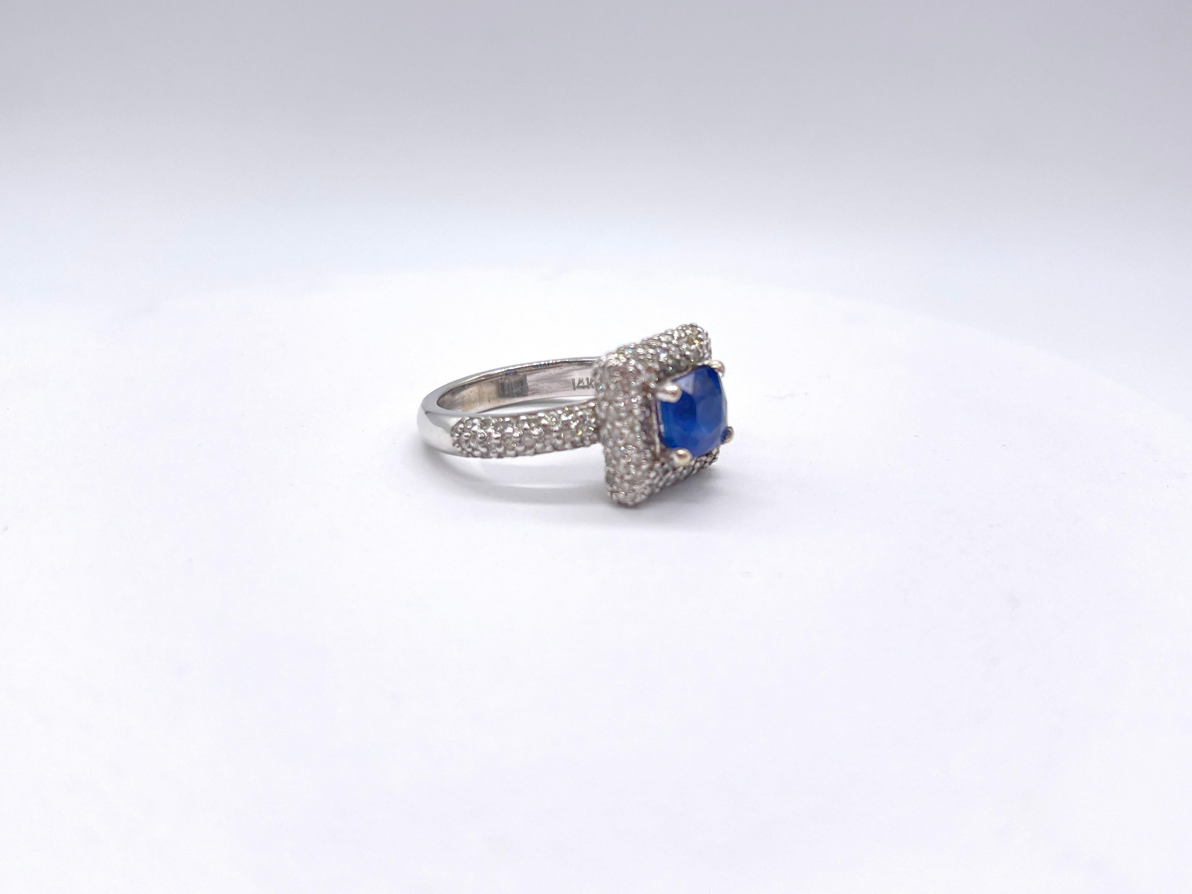 2.12 carat sapphire diamond ring in 14k white gold 1