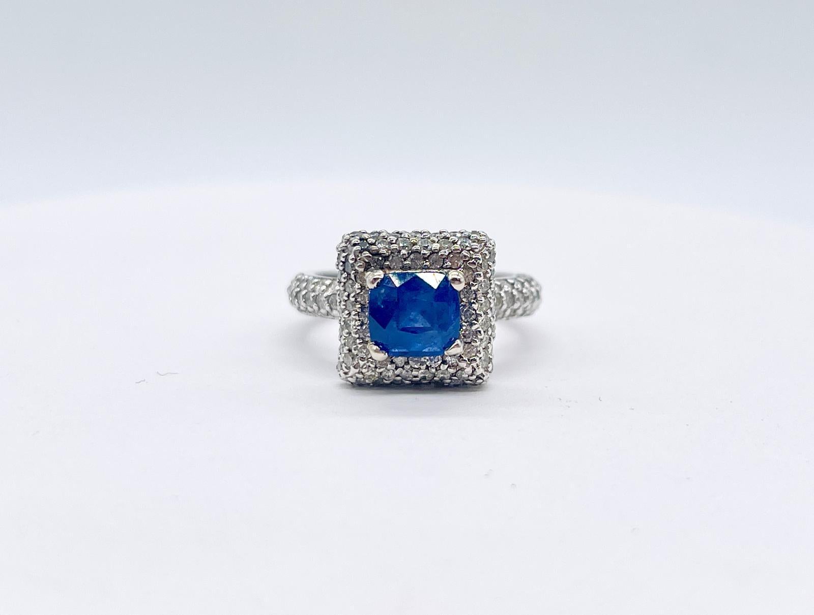2.12 carat sapphire diamond ring in 14k white gold 3