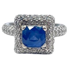 2.12 carat sapphire diamond ring in 14k white gold