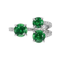 2.12 Carat Tsavorite Garnet Diamond Platinum Cocktail Ring by Merkaba Jewelry