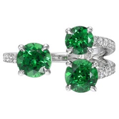 2.12 Carat Tsavorite Garnet Diamond Platinum Cocktail Ring