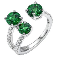 2.12 Carat Tsavorite Garnet Diamond Platinum Cocktail Ring by Merkaba Jewelry