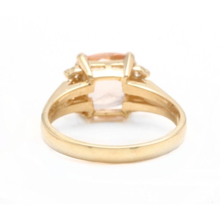 2.12 Carat Natural Morganite and Diamond 14 Karat Solid Yellow Gold Ring In New Condition For Sale In Los Angeles, CA