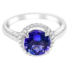 2.12 Ct Tanzanite Ethical Ring 925 Sterling Silver Anniversary Ring For Women's