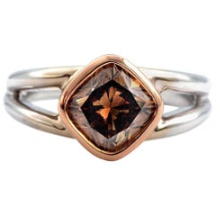 2.12 Cushion Diamond Ring GIA Fancy Dark Orangy Brown 18 Karat Gold