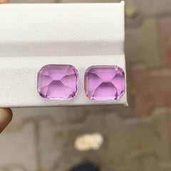 21.20 Carat Natural Loose Top Quality Kunzite Pair Cushion Cut Gemstones