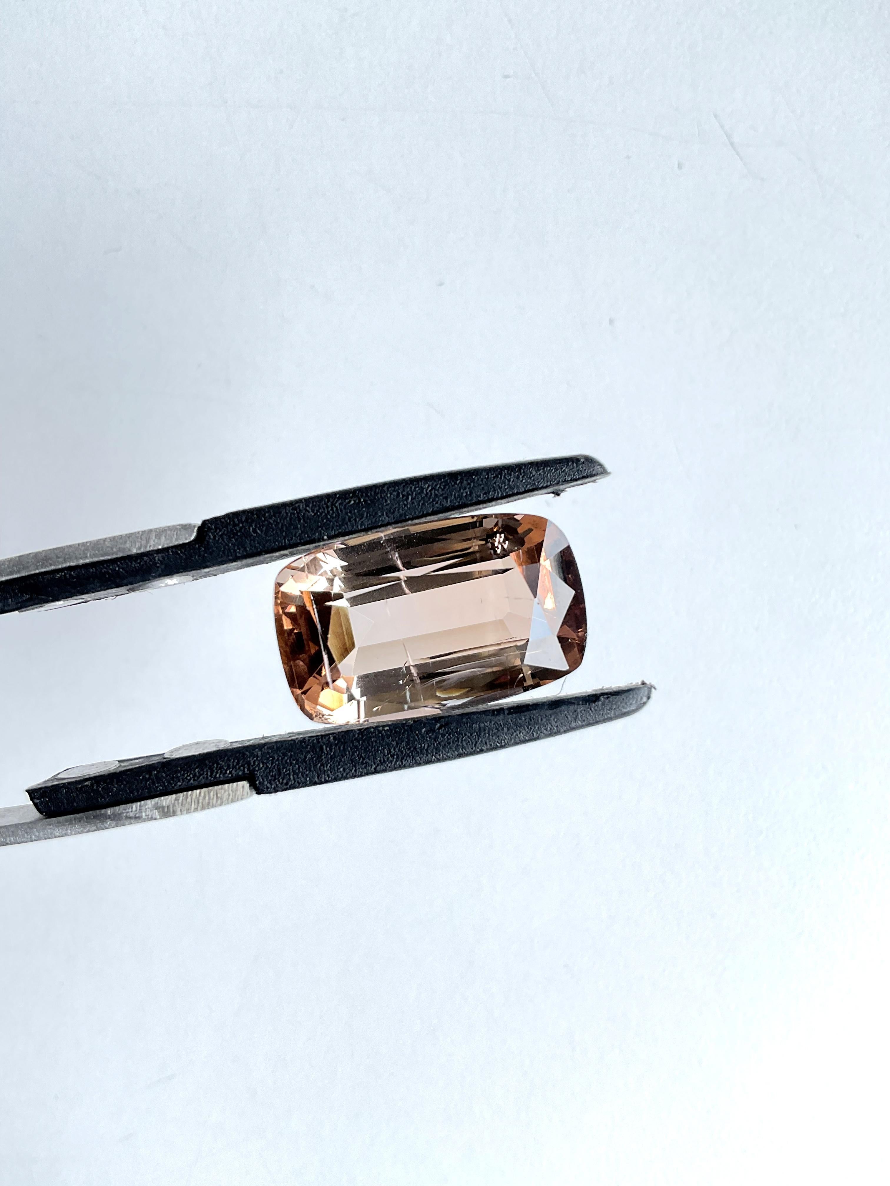 21.20 Carat Peach Tourmaline Cushion Faceted Cut Stone For Jewelry Natural Gem For Sale 4