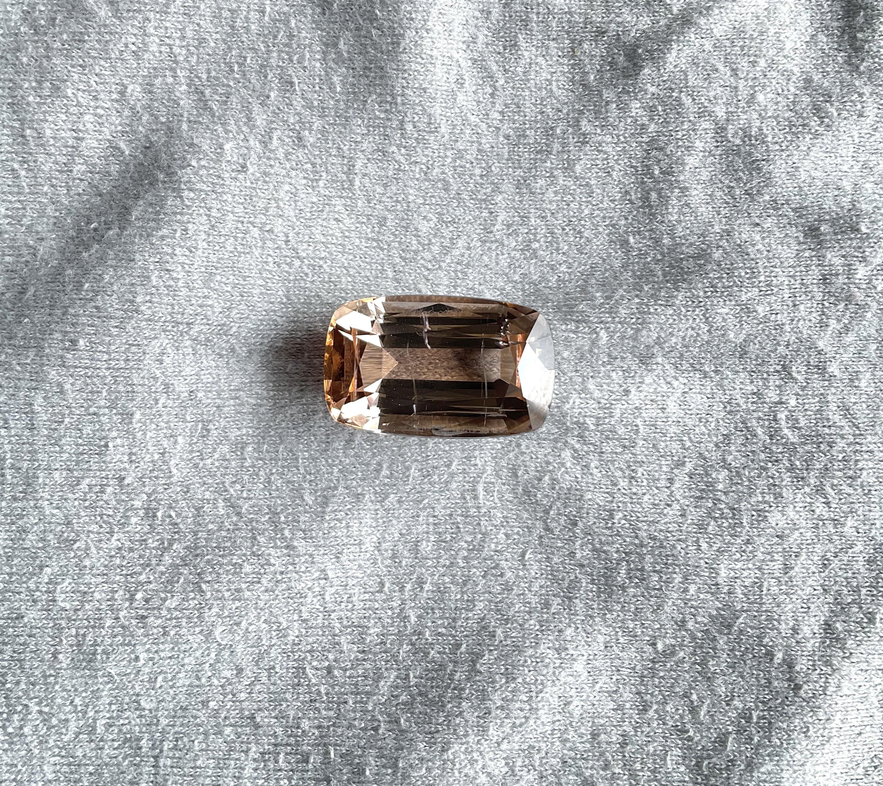 Women's or Men's 21.20 Carat Peach Tourmaline Cushion Faceted Cut Stone For Jewelry Natural Gem For Sale