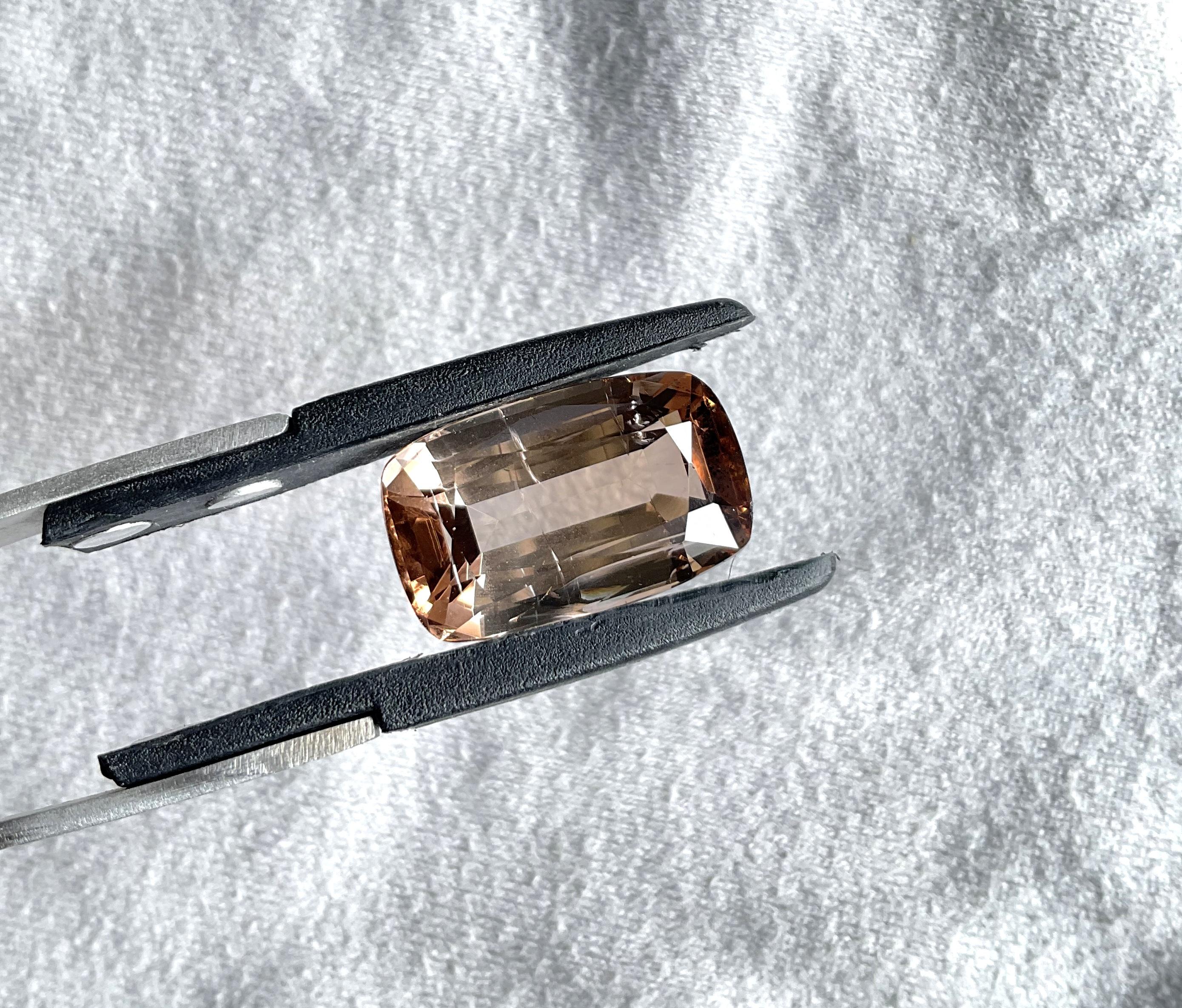 21.20 Carat Peach Tourmaline Cushion Faceted Cut Stone For Jewelry Natural Gem For Sale 1