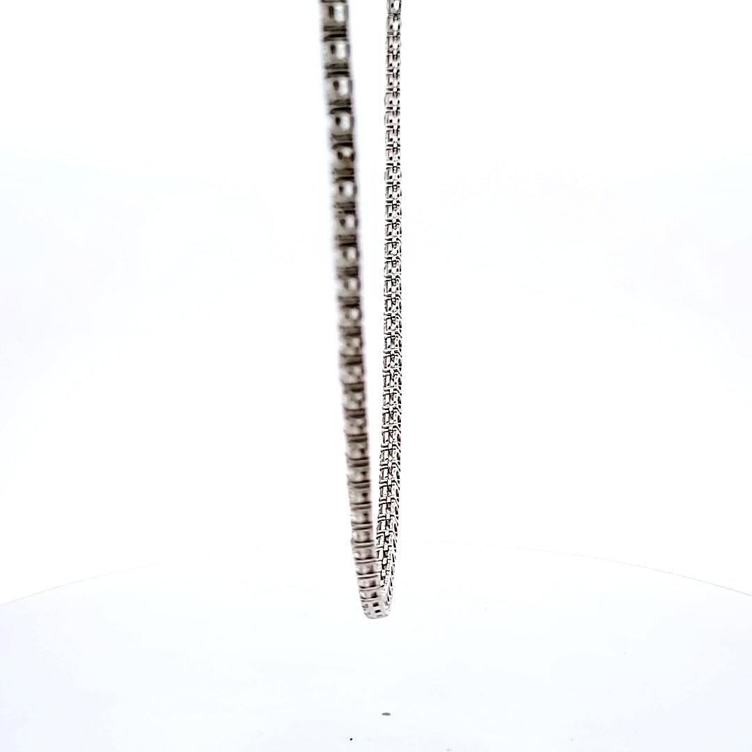 21.21 Carat Round Brilliant Diamond 14 Karat White Gold Riviera Necklace 2