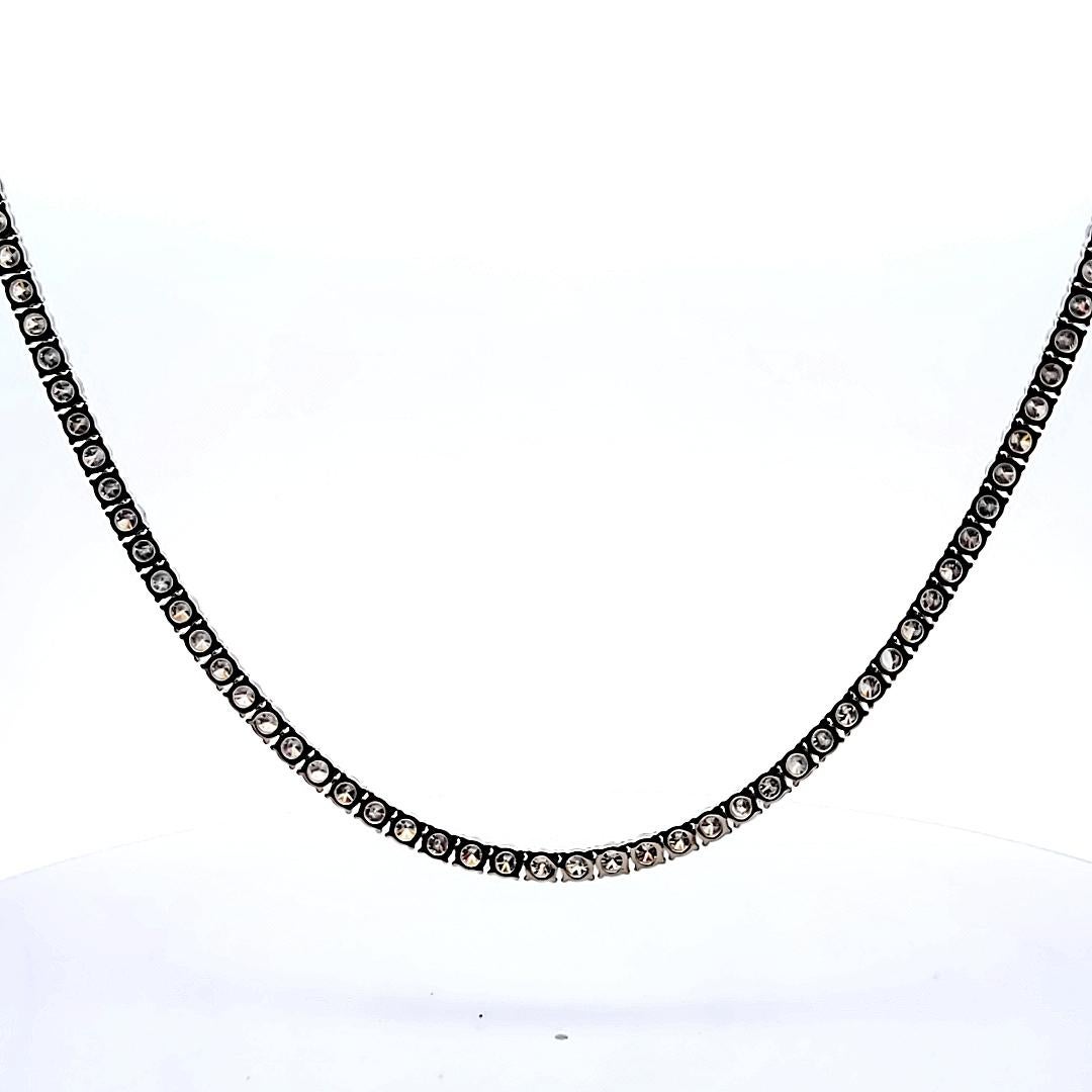 21.21 Carat Round Brilliant Diamond 14 Karat White Gold Riviera Necklace 3