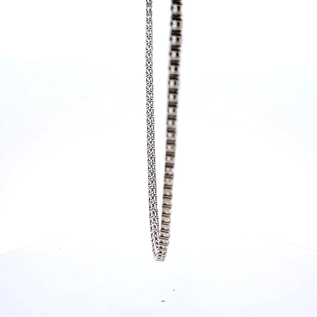21.21 Carat Round Brilliant Diamond 14 Karat White Gold Riviera Necklace 4
