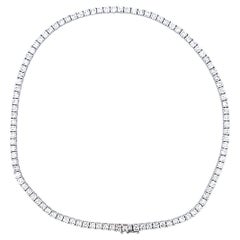 21.21 Carat Round Brilliant Diamond 14 Karat White Gold Riviera Necklace