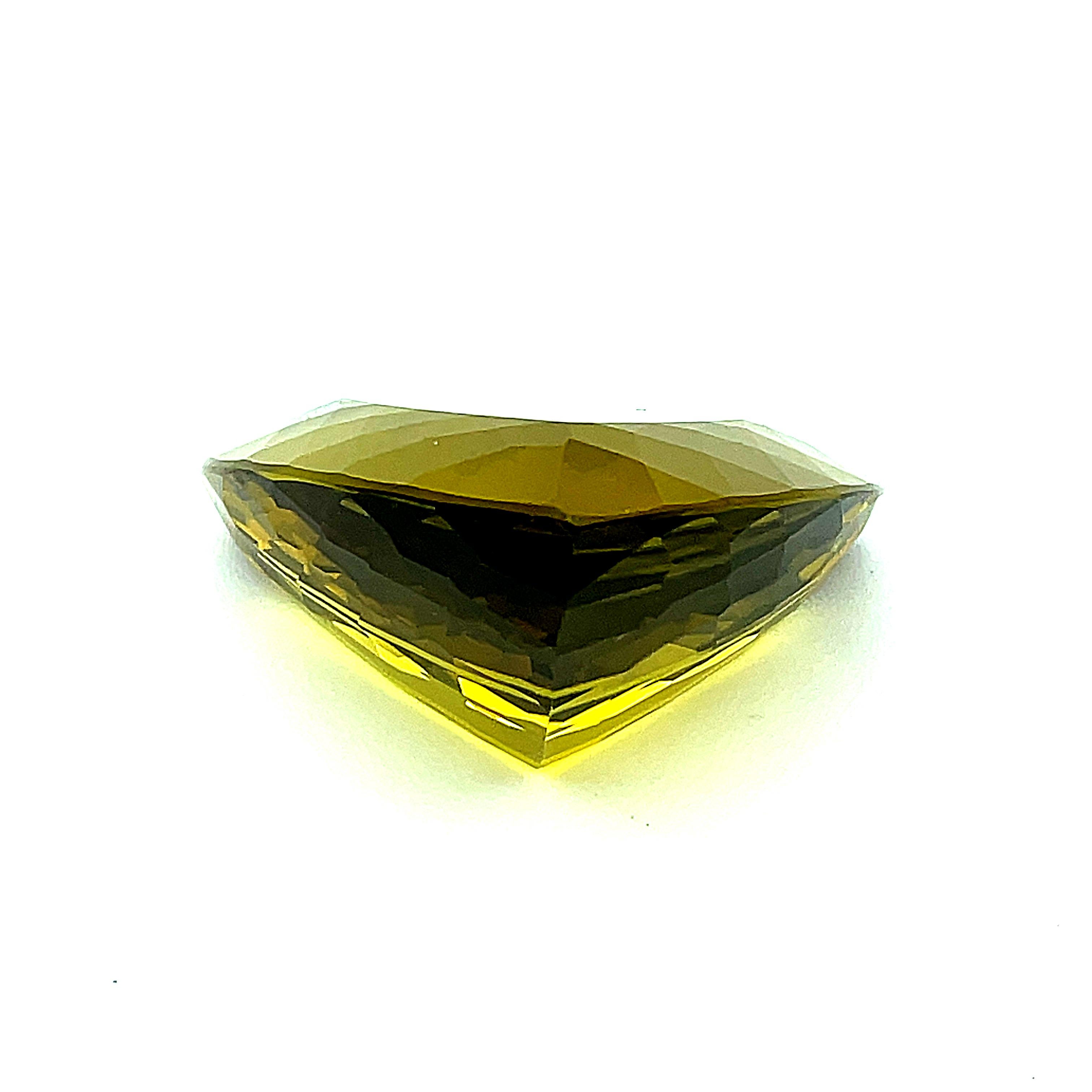 Women's or Men's 212 Carat Golden Citron Faceted Trillion Quartz Crystal   For Sale
