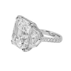 21.23 Carat Asscher Diamond Ring Brilliant White 18K Gold Presence Heirloom