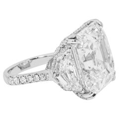 21.23 Carat Asscher Diamond Ring Brilliant White 18K Gold Presence Heirloom