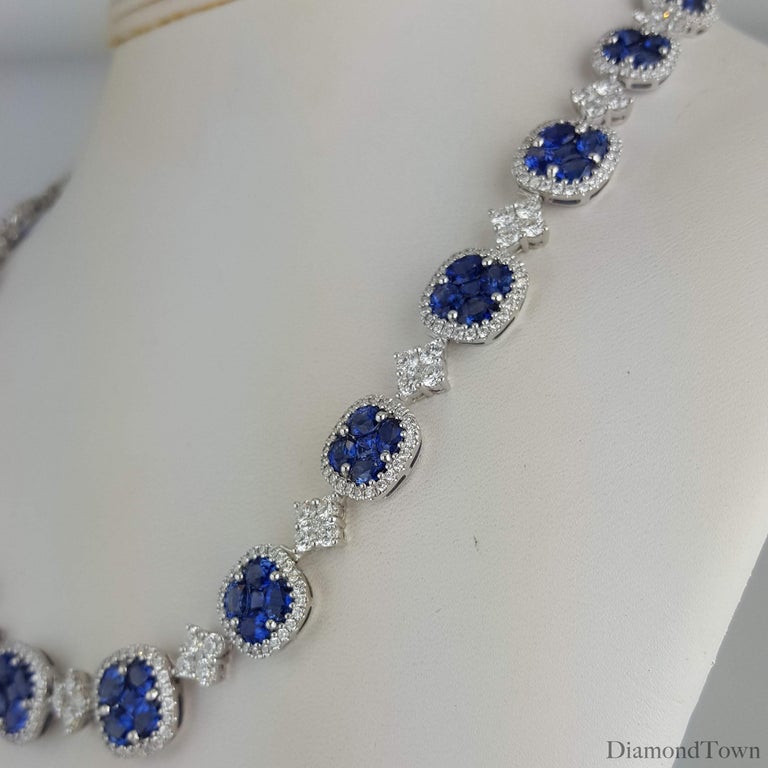 21.23 Carat Vivid Blue Sapphire and Diamond Necklace in 18 ...