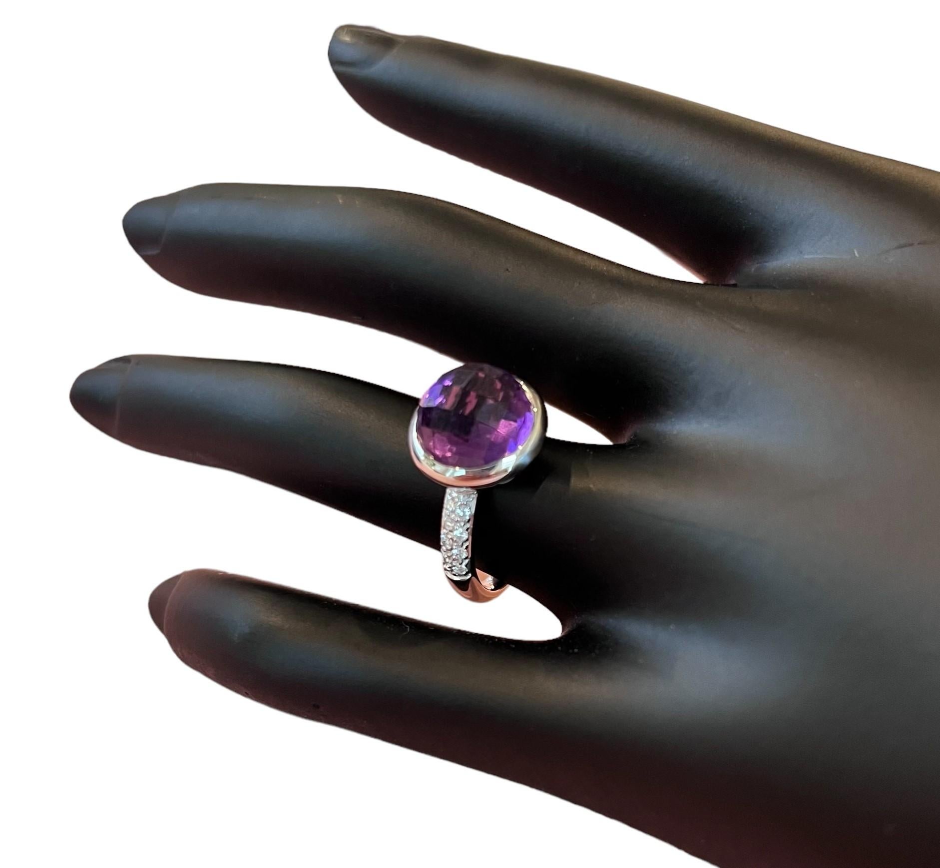 $2125 Stunning 18K White Sold Gold Amethyst and Diamond Ring Sz 6 For Sale 6