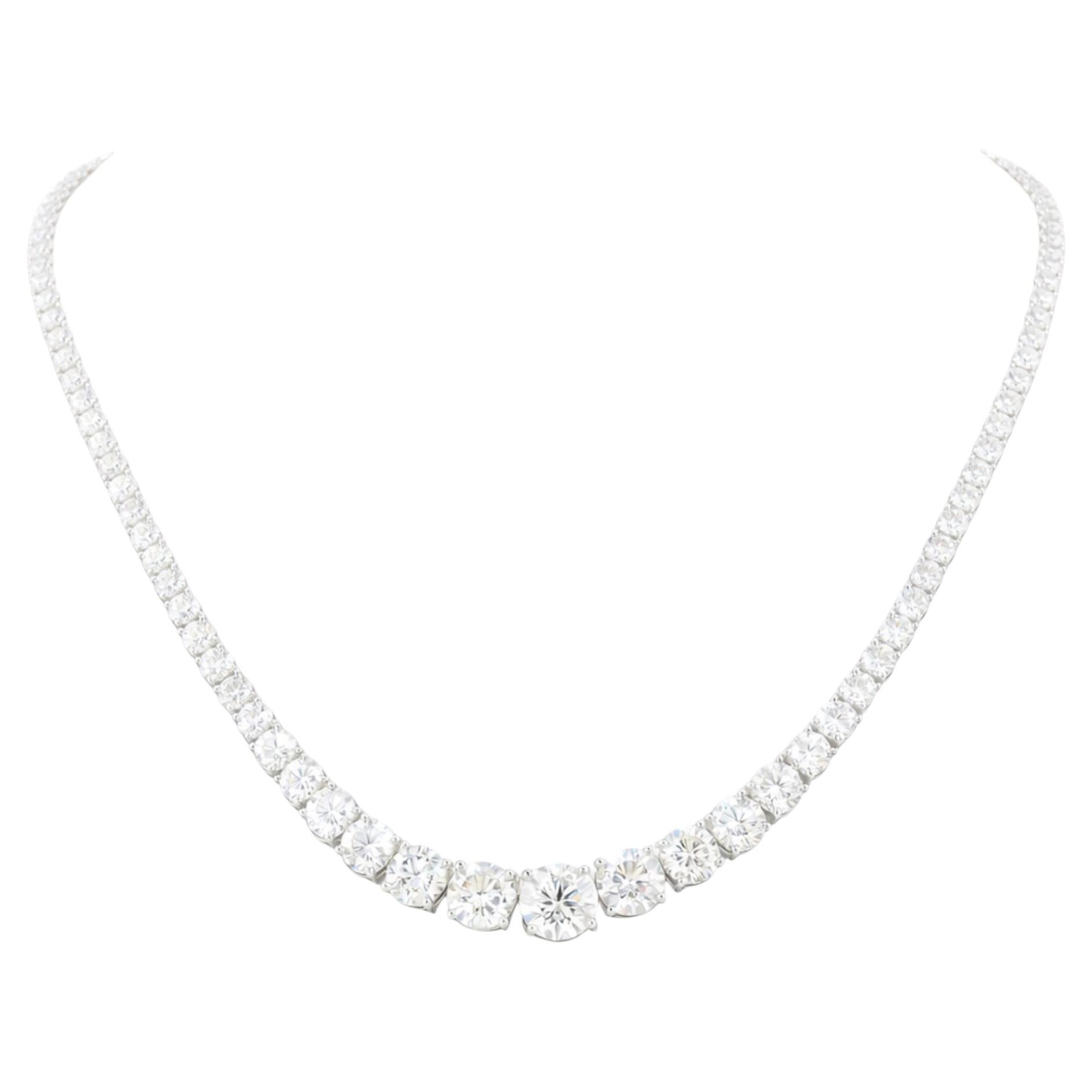 Collar «Riviera» de oro blanco de 18 quilates con diamantes naturales de 21,26 quilates, regalo para un cumpleaños especial