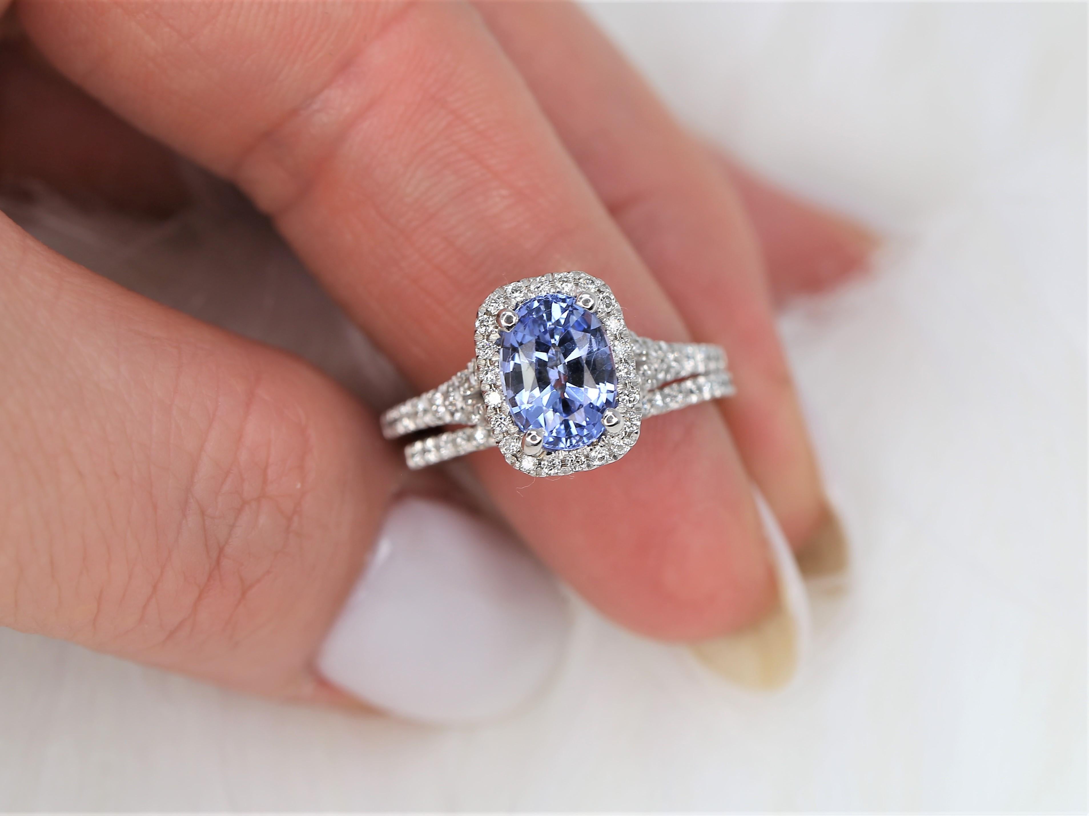 cornflower blue sapphire and diamond ring