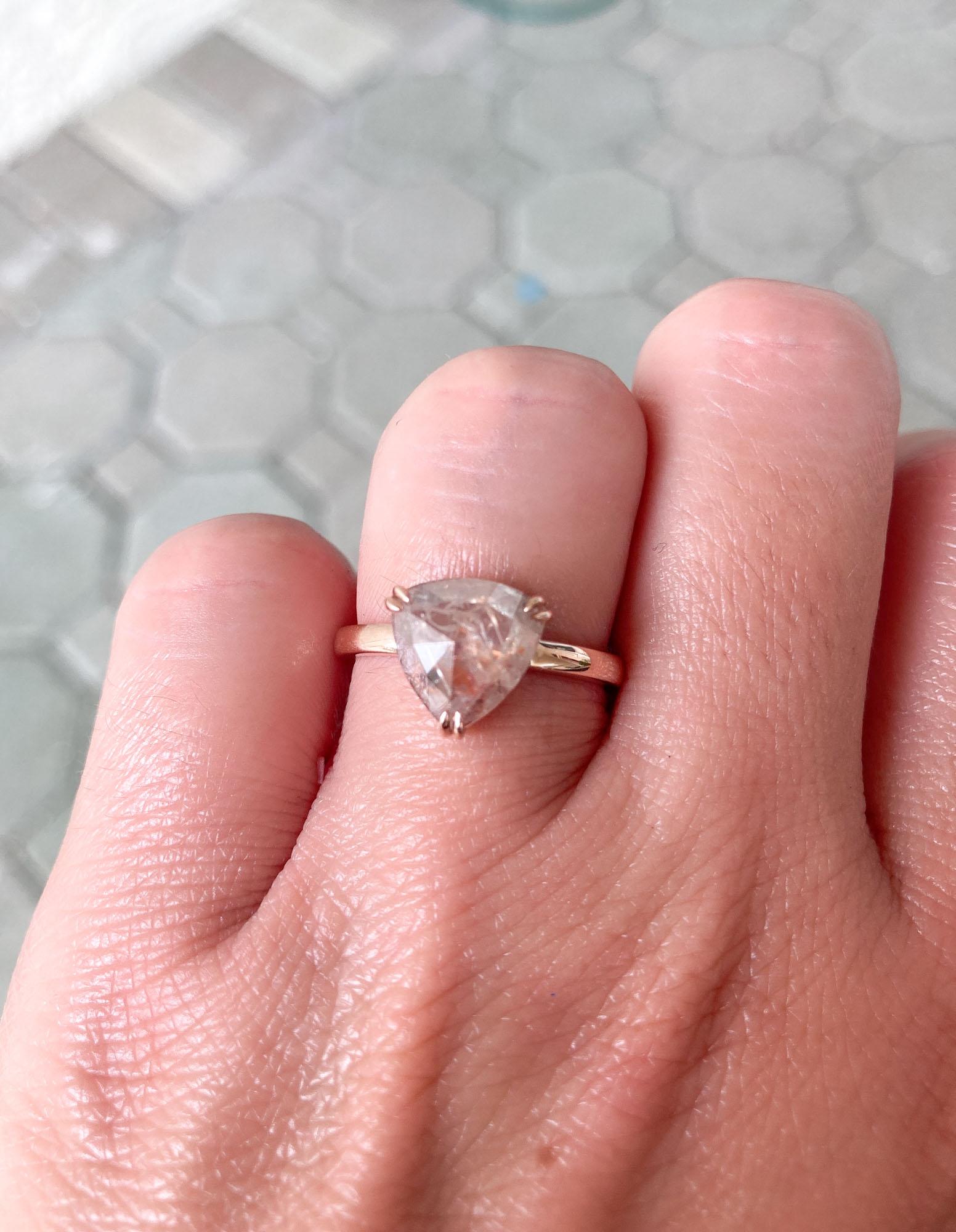 Custom Listing - 2.12ct Coral Pink Salt and Pepper Diamond 14K Rose Gold R6002 In New Condition In Osprey, FL