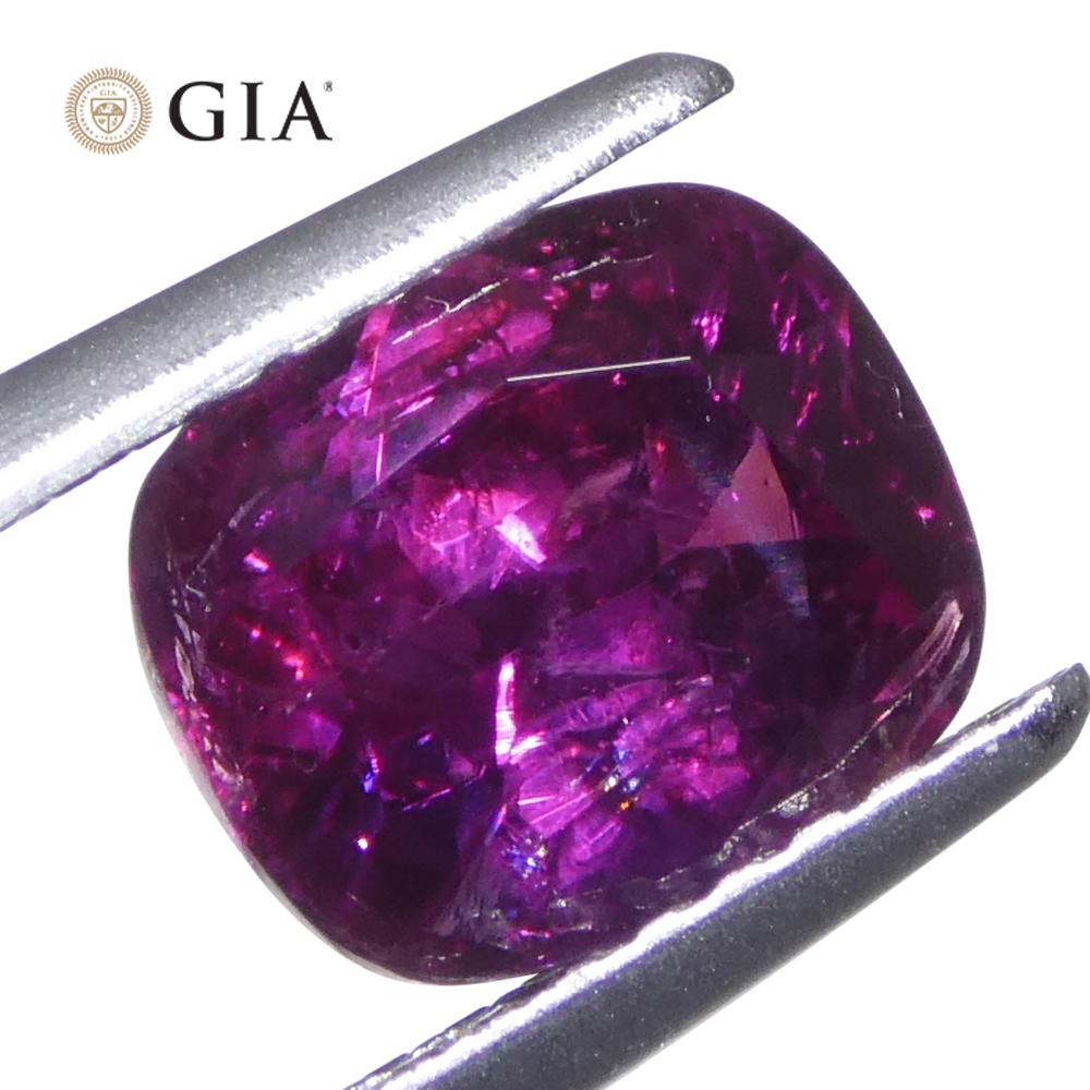 2.12ct Saphir coussin rose-pourpre certifié GIA non chauffé en vente 1